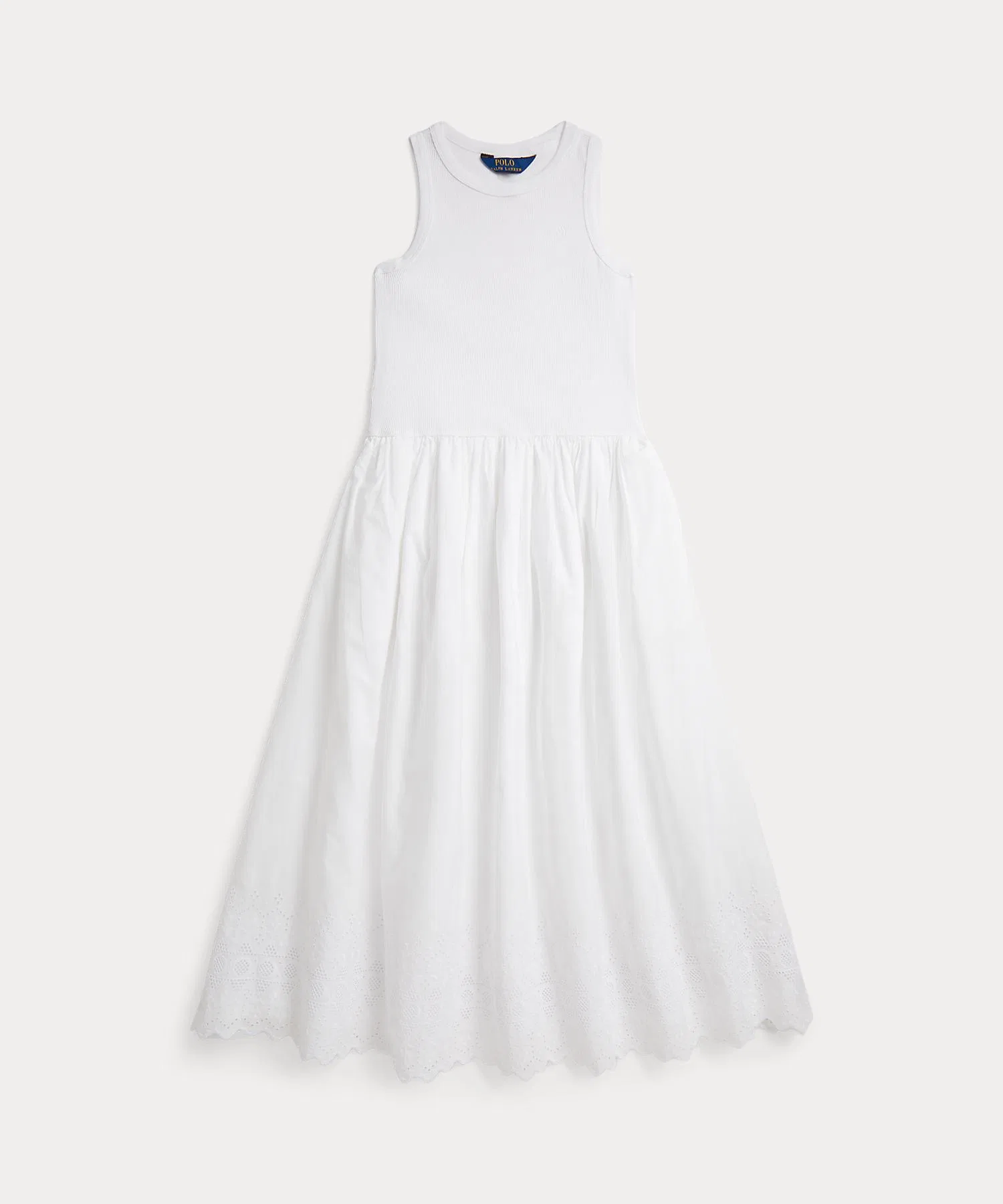 Детское платье-макси POLO RALPH LAUREN CHILDRENSWEAR хлопковое с вышивкой белое — фото 2