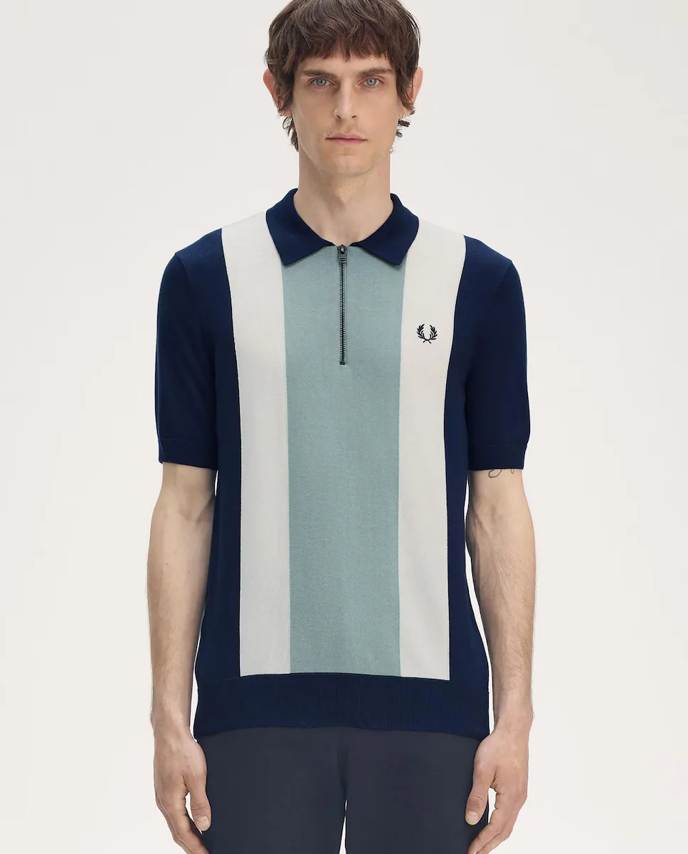 

Мужской свитер с вырезом поло и застежкой-молнией Fred Perry, синий