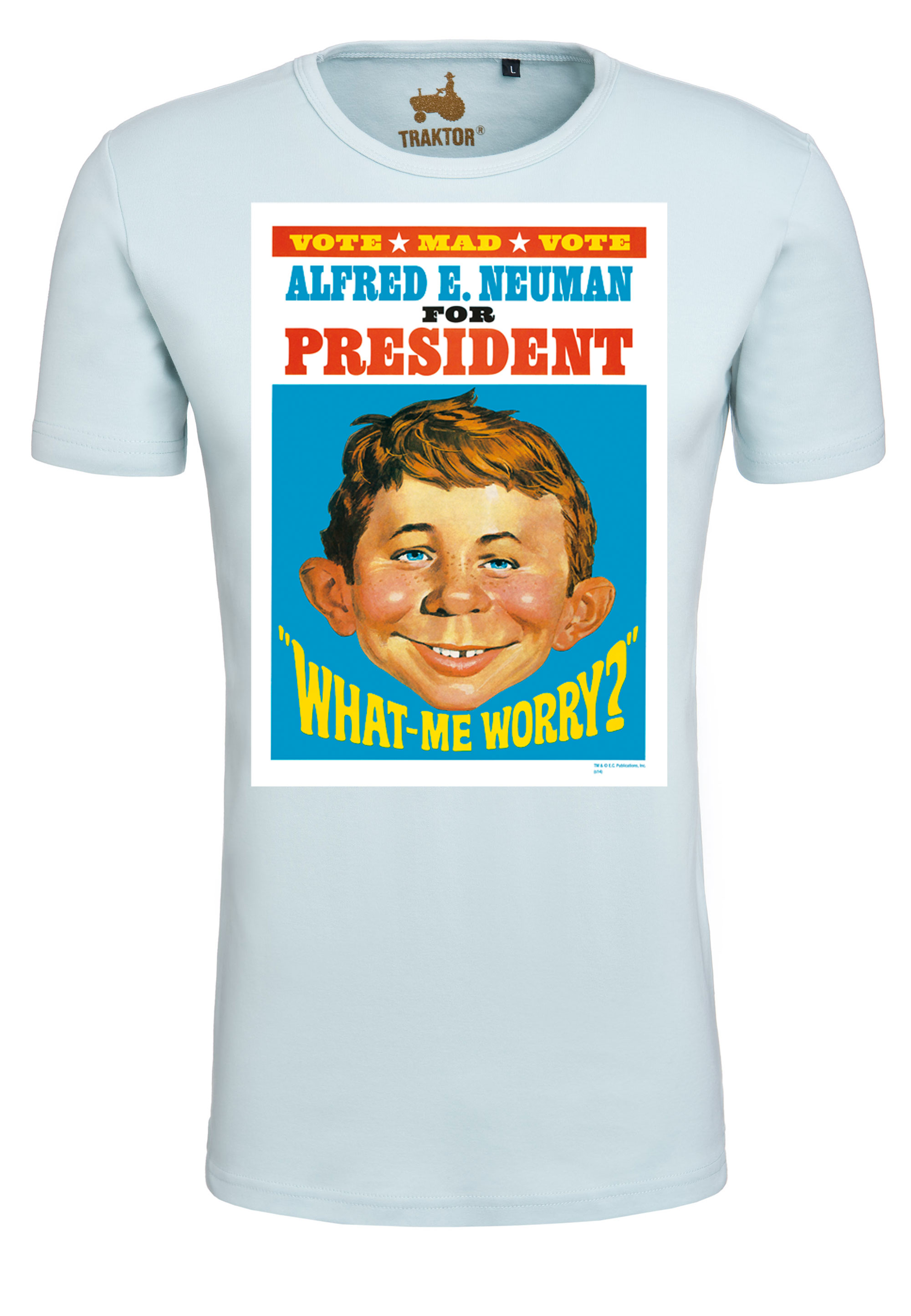 

Футболка Logoshirt Mad Alfred E. Neumann For President, светло-синий