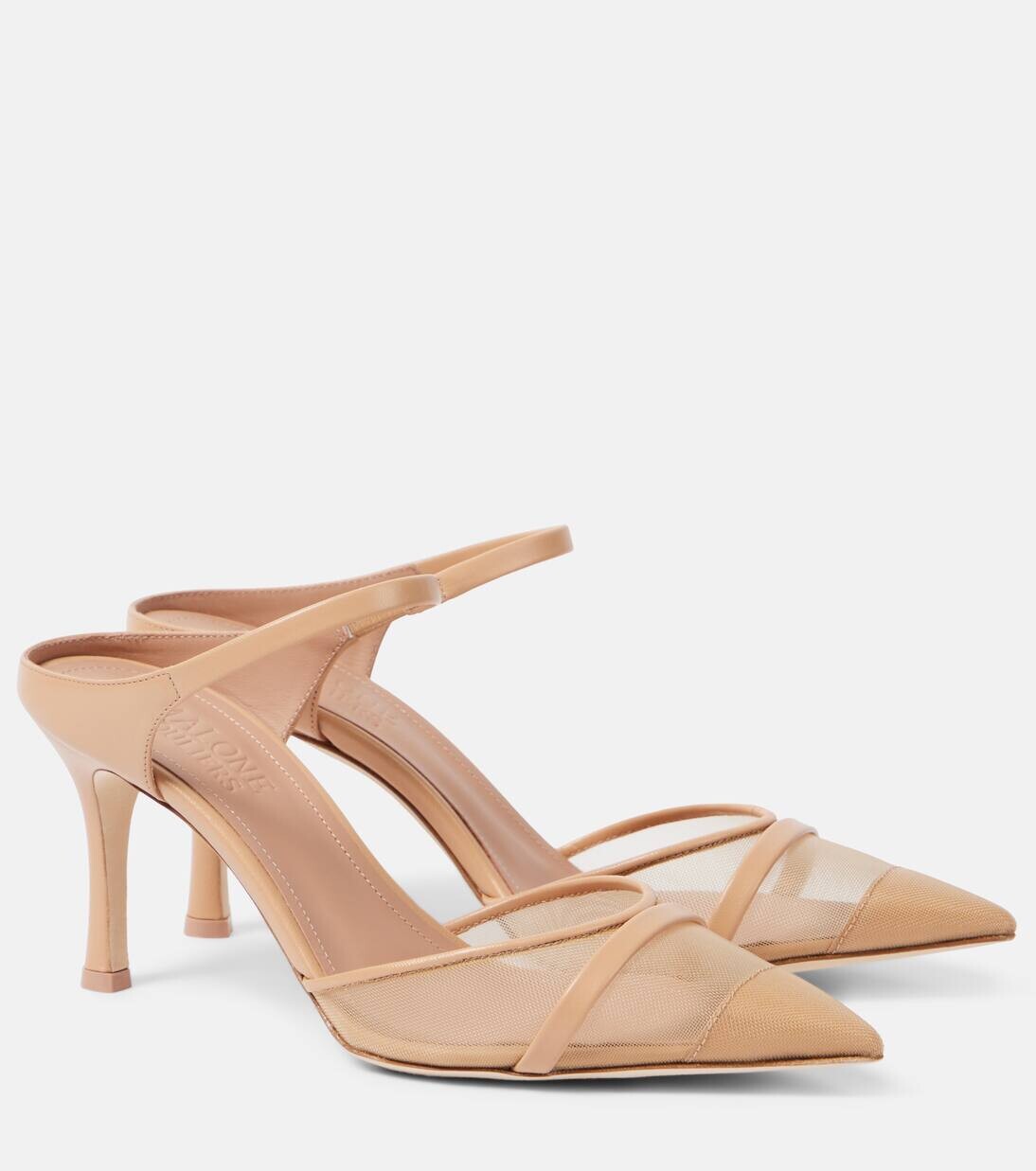 Мюли Uma 80 с кожаной отделкой и сеткой Malone Souliers, цвет nude/cashew beige