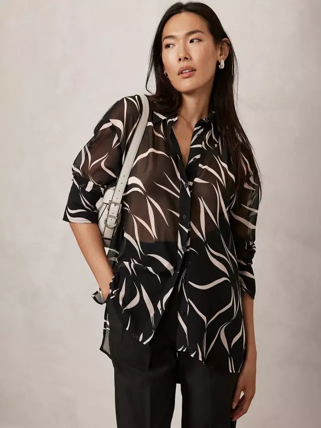 

Рубашка Mint Velvet Abstract Print, цвет black/cream