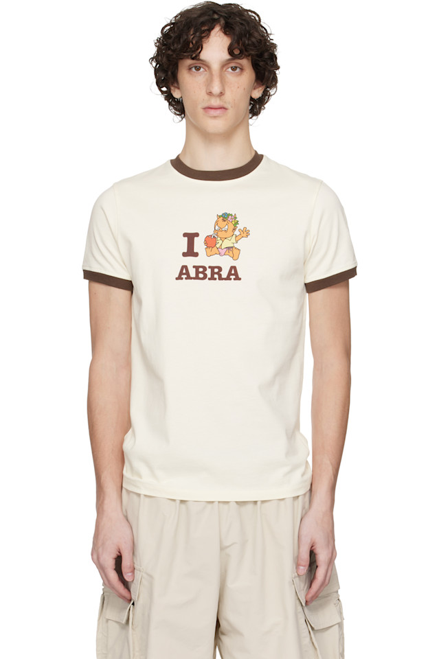 

Футболка с контрастной окантовкой I love' Abra, бежевый