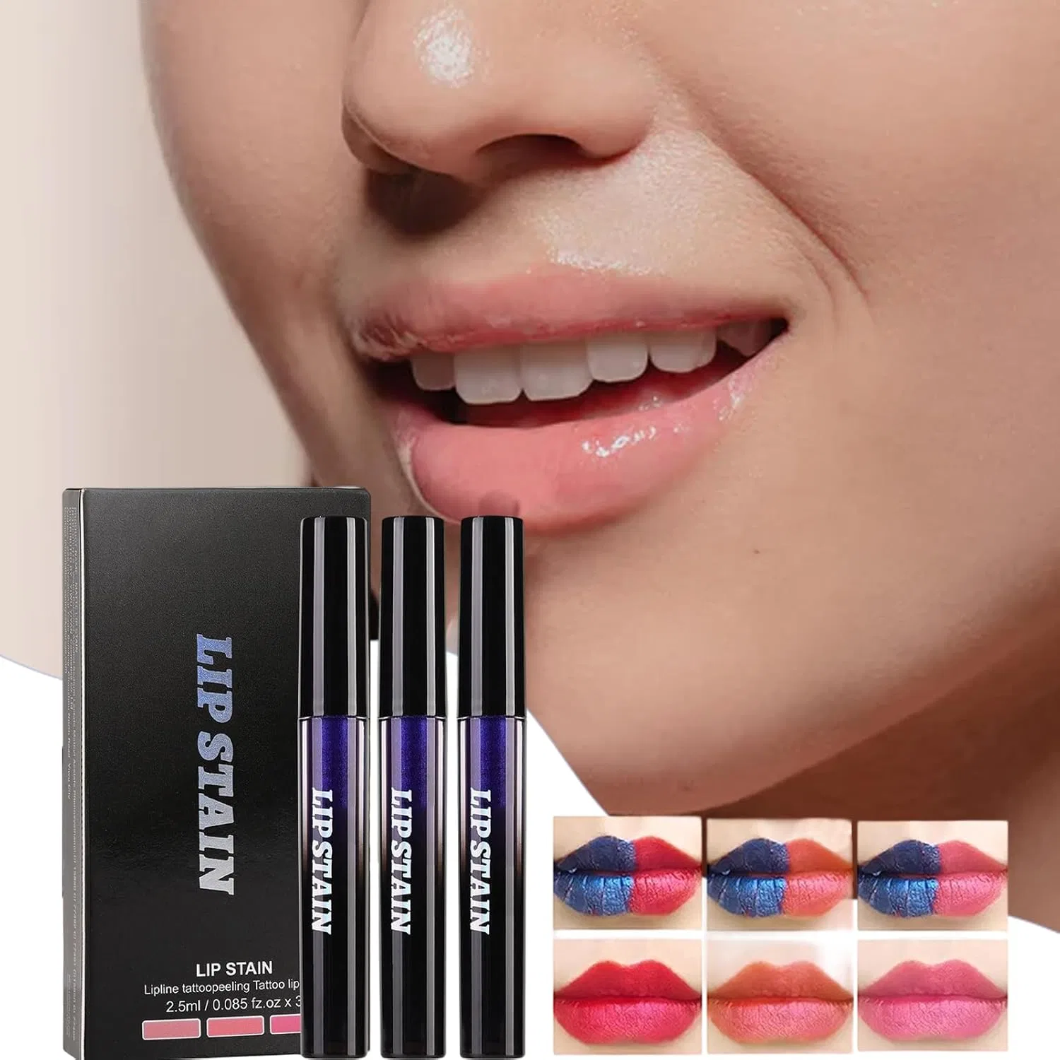 Пилинг-тинт для губ Peeling Lip Stain, набор из 3 шт, водонепроницаемый, съемный, A# — фото 2