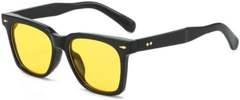 

Модные квадратные солнцезащитные очки конфетных цветов для женщин, ретро-очки с заклепками, трендовые мужские солнцезащитные очки UV400 оранжево-синего цвета MTZJH, Black Yellow