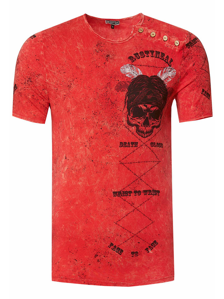 

Футболка с выцветшим круглым вырезом, планкой на пуговицах и принтом красного цвета Rusty Neal, Красный, Футболка с выцветшим круглым вырезом, планкой на пуговицах и принтом красного цвета Rusty Neal