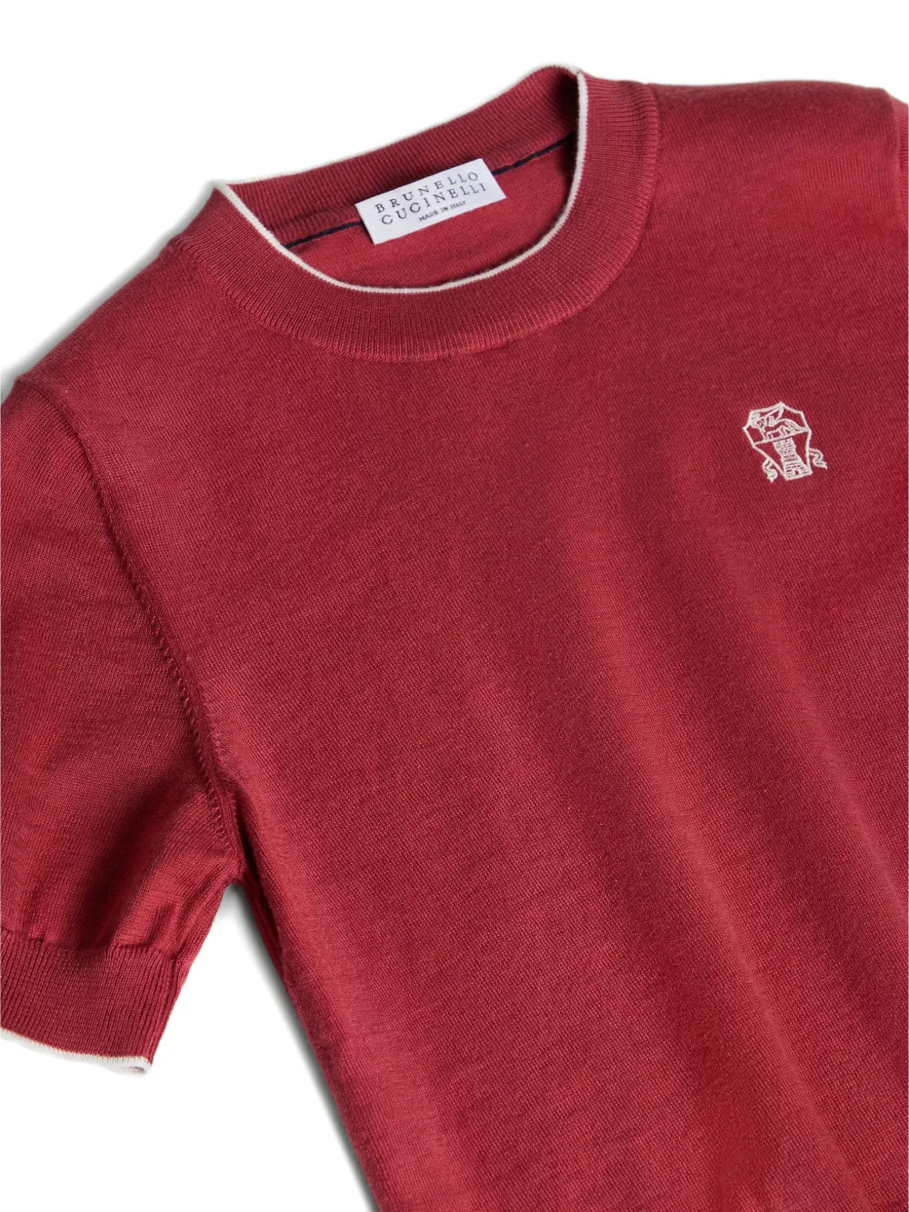 Трикотажная футболка с логотипом Brunello Cucinelli Kids, красный — фото 3