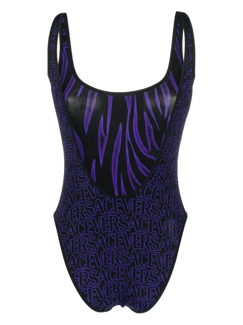 Двусторонний купальник с открытой спиной и логотипом VERSACE, черный — фото 2
