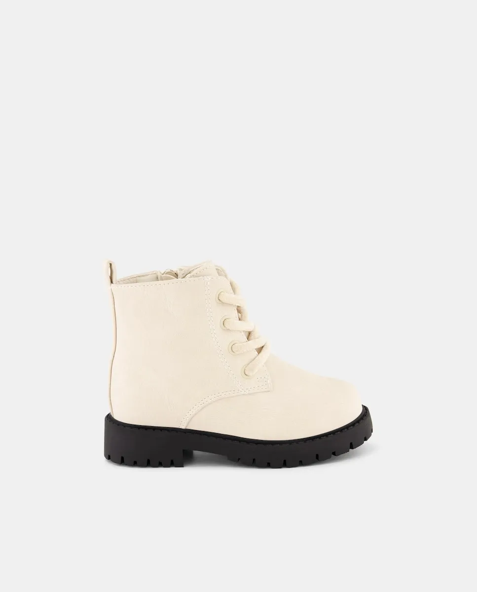 

Ботинки в стиле милитари на шнуровке и молнии для девочки малыша Baby El Corte Inglés, экрю