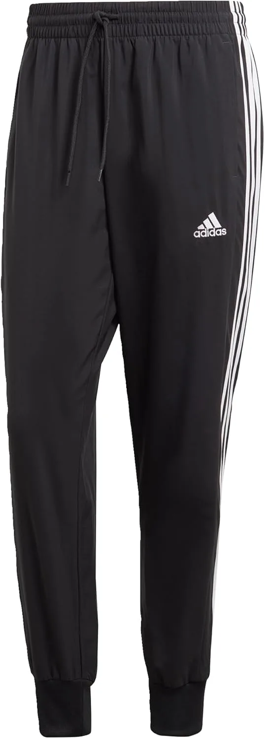 Мужские брюки Adidas Aeroready Essentials Woven 3-Stripes с манжетами, черно-белый