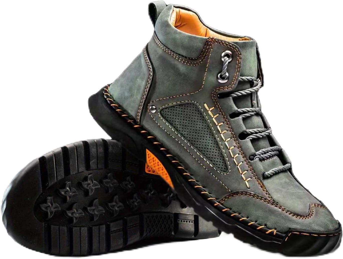 

Мужские ручной работы кожаные чукка-бутсы Exusiai - модные высокие кеды на щиколотке, легкие лоферы для повседневной носки, прогулок, вождения и активного отдыха на улице, зеленый