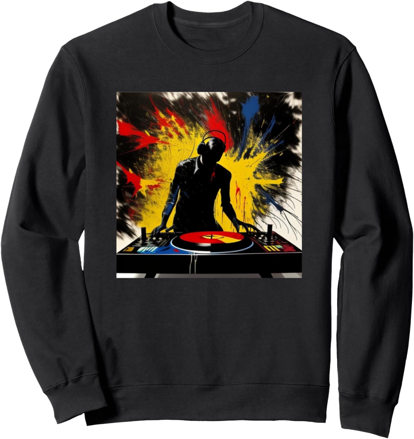 

Яркая толстовка с силуэтом диджея Ди Джоки и проигрывателем виниловых пластинок Dj Turntable Discjockey Men | Women Kids Boys Gift, черный
