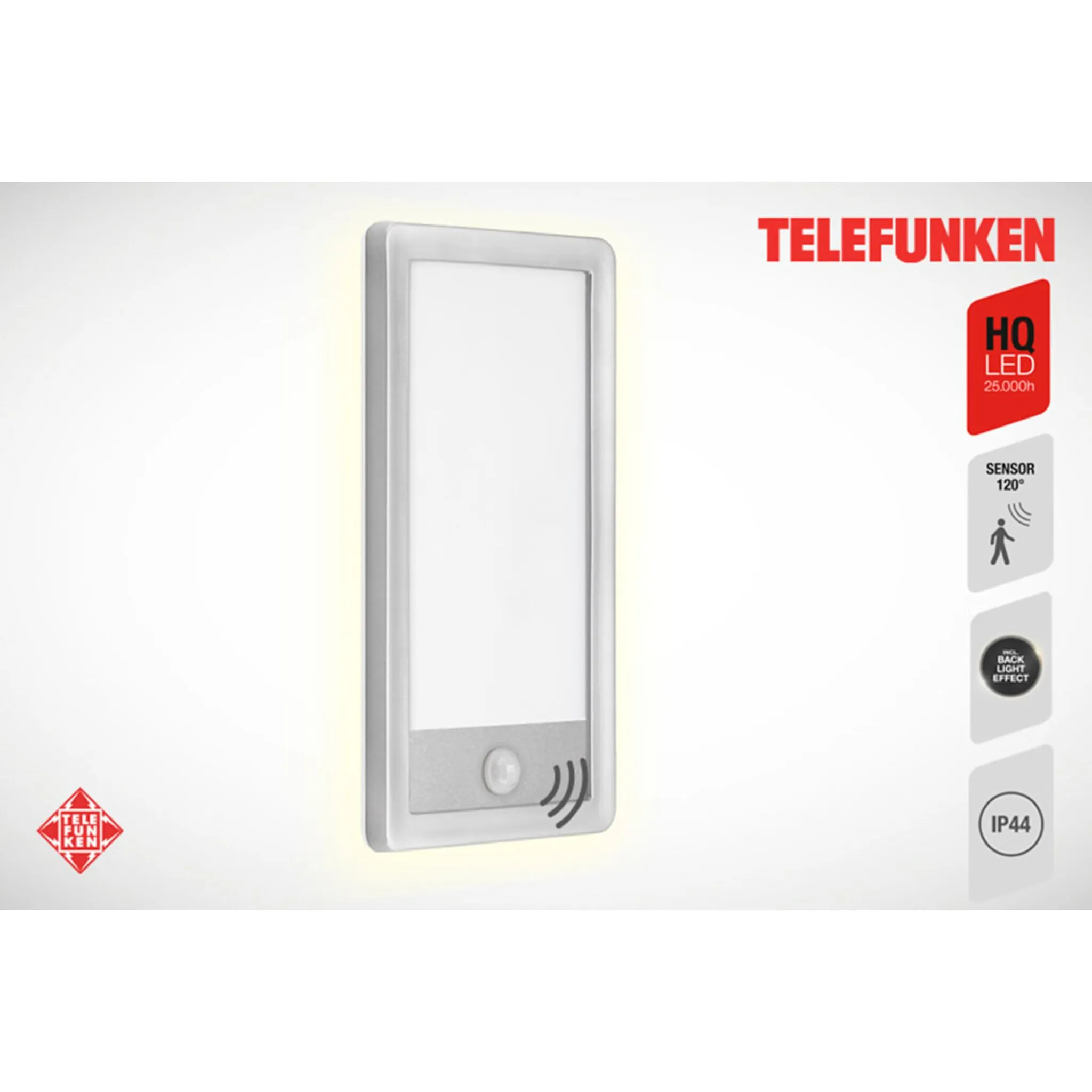 

Светодиодный настенный светильник Telefunken для наружного освещения «NIZZA», серебряный