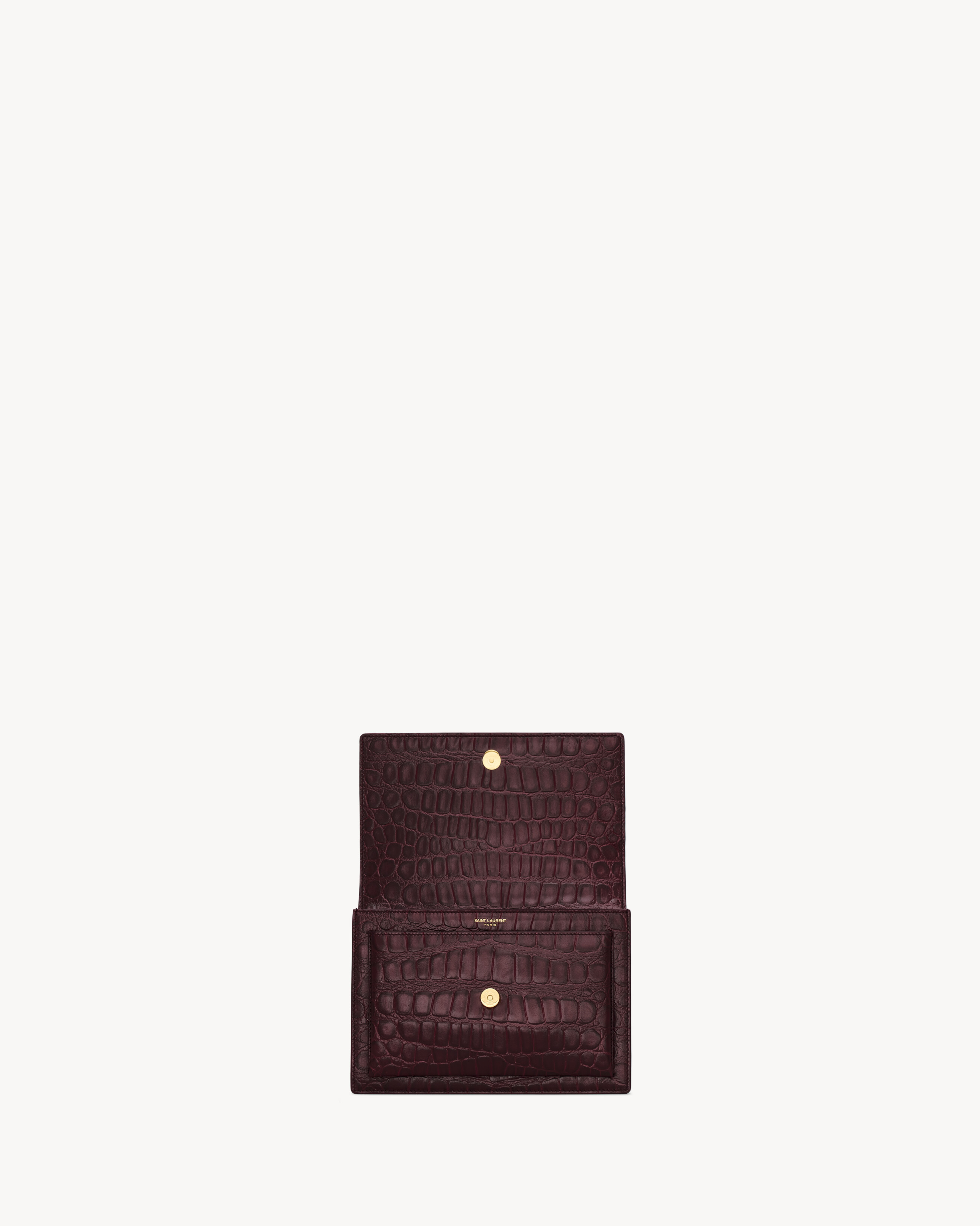 SUNSET MEDIUM из кожи с тиснением под крокодила SAINT LAURENT, коричневый — фото 4