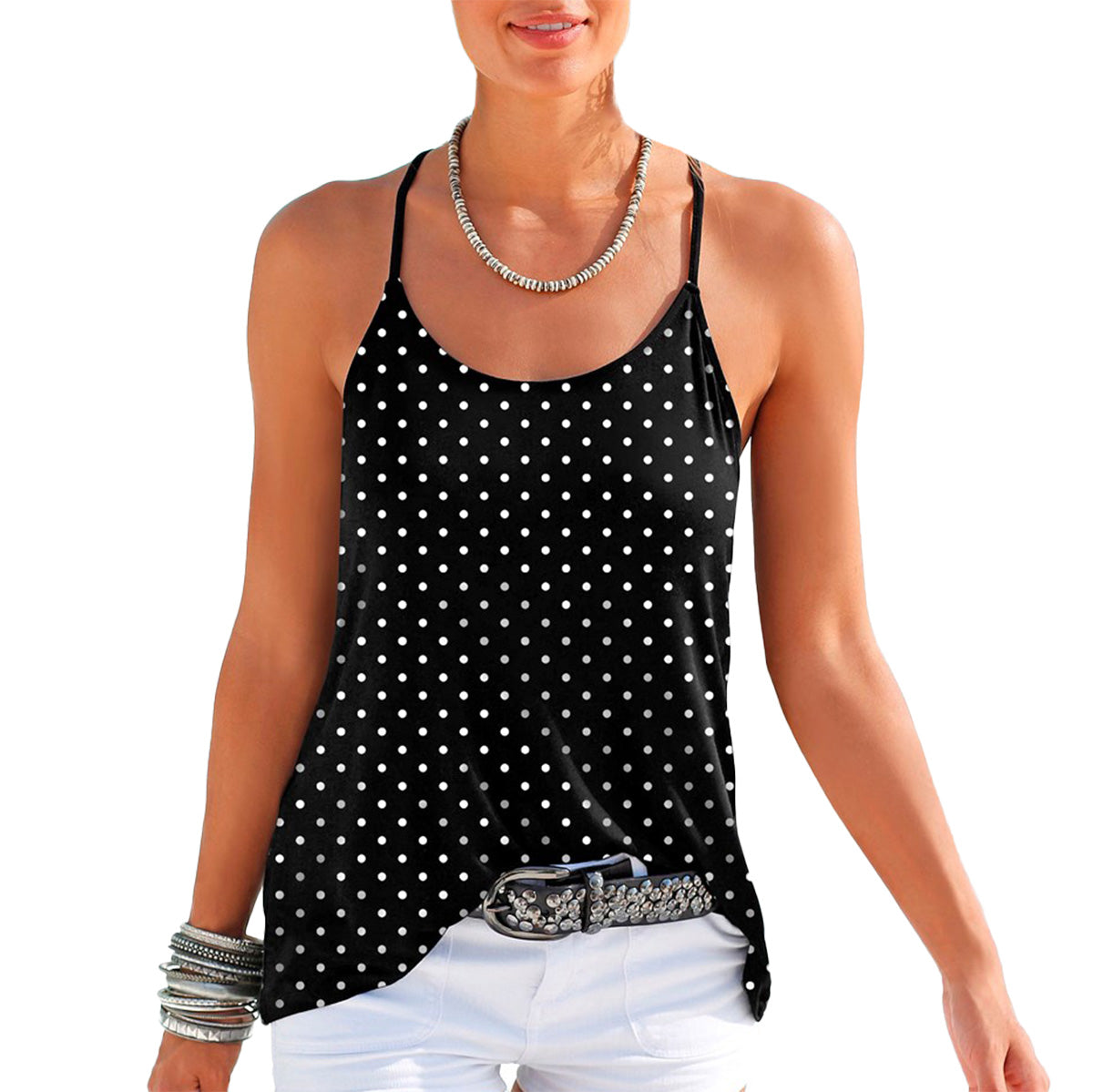 

LASCANA Женская майка с бретельками сзади, цвет black dotted