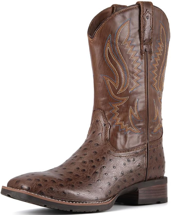 

Мужские ковбойские сапоги SUREWAY FULL QUILL OSTRICH - Мужские западные сапоги с квадратным носком и вышивкой, маслостойкие/противоскользящие, прочные классические сапоги высотой 25 см, с мягким носком из кожи полного зерна, Mocha Full Quill Ost...