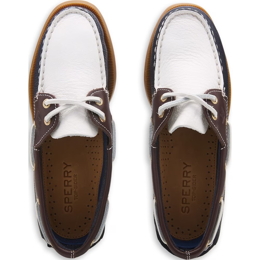 Подлинные оригинальные кожаные туфли-лодочки с двумя люверсами Sperry, мультиколор — фото 4