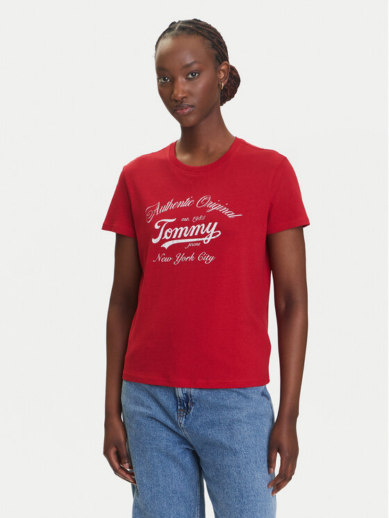 

Футболка обычного кроя Essential DW0DW21404 Tommy Jeans, красный
