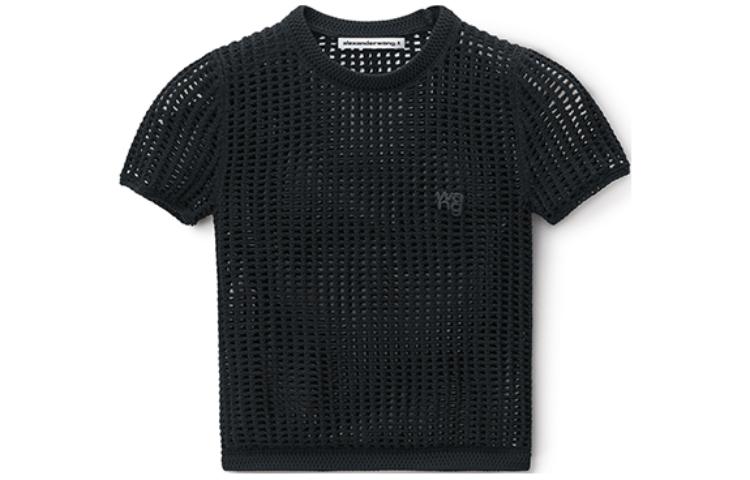 

Укороченный топ открытой вязки Alexander Wang, черный