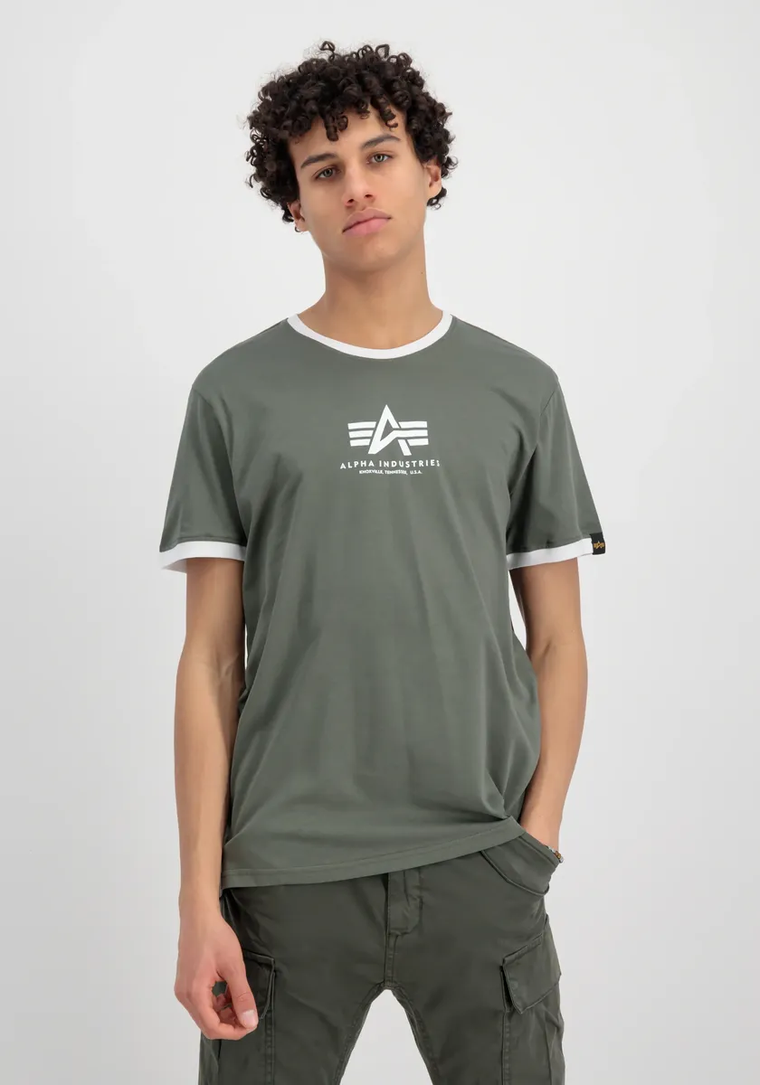 

Футболка Alpha Industries " Alpha Industries Мужская - Футболки Basic T Contrast ML ", оливковый