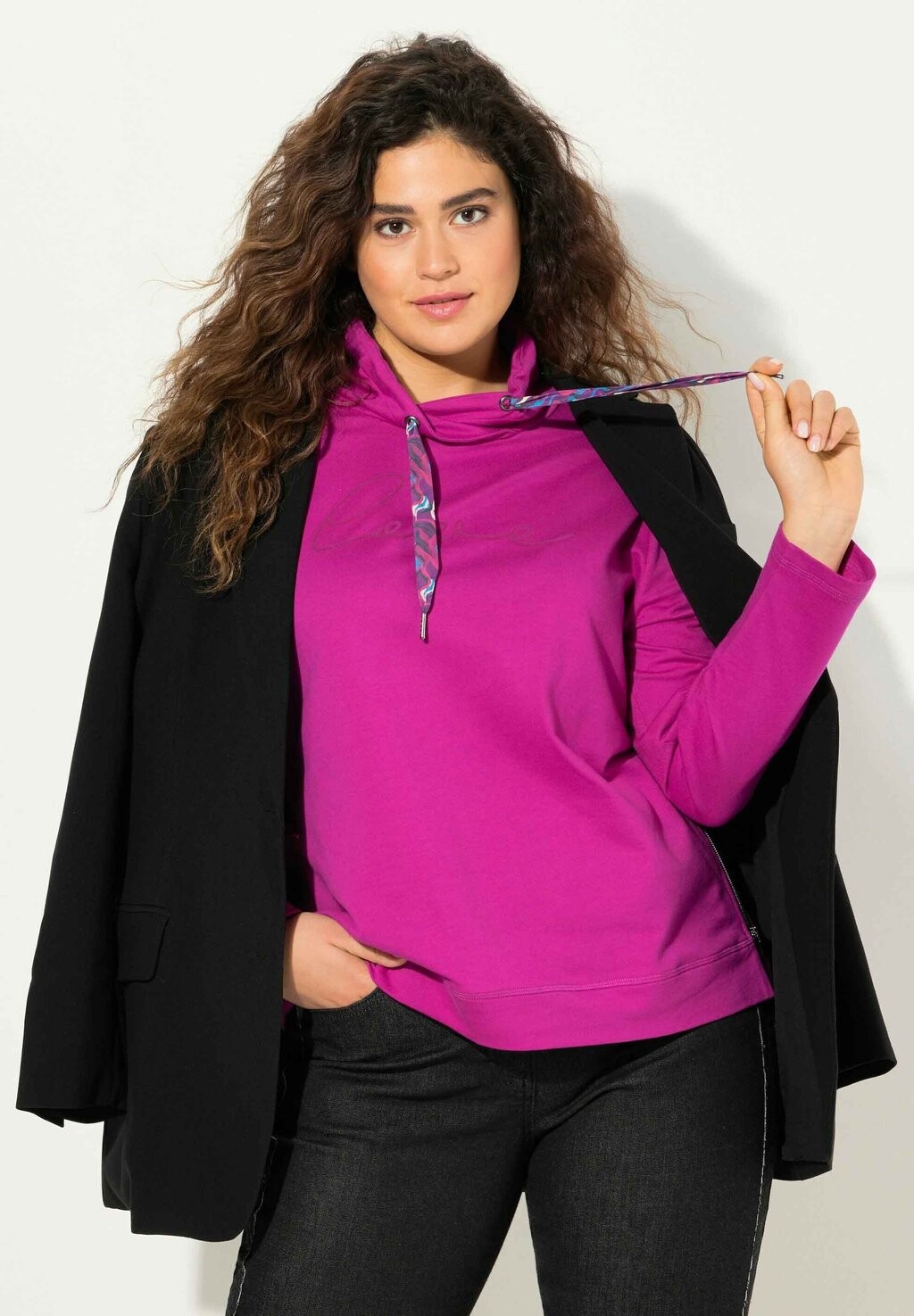 

Толстовка STAND-UP COLLAR LONG SLEEVE Ulla Popken, розовый