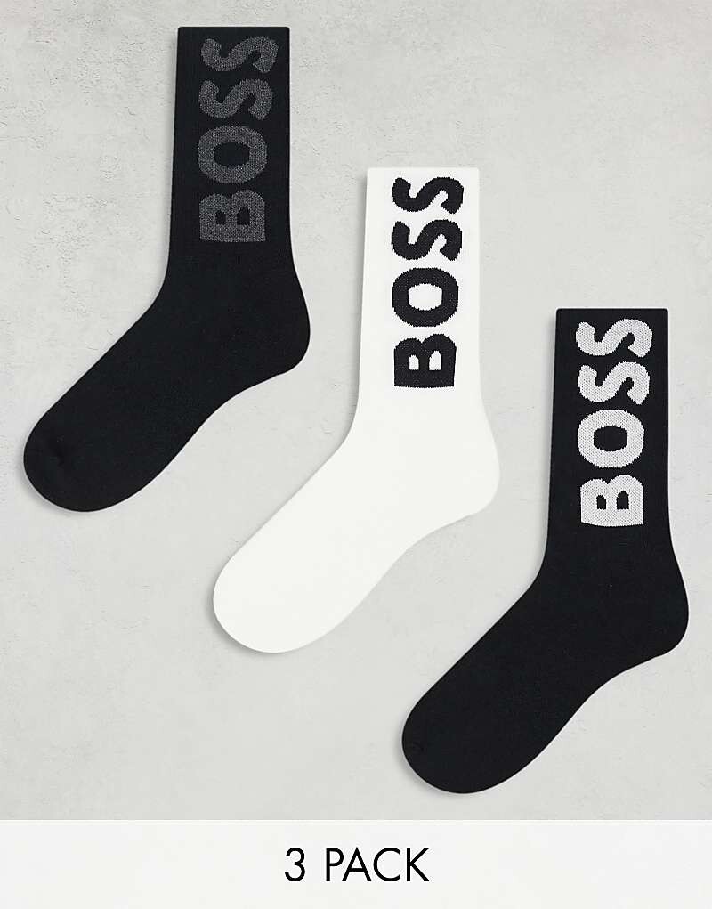 

BOSS Bodywear – Комплект из 3 пар носков черно-белого цвета с логотипом