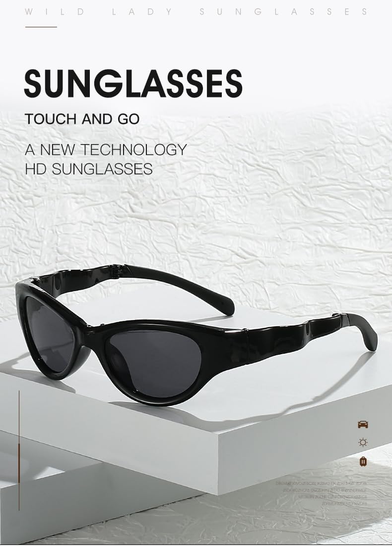 

willochra Роскошные модные складные солнцезащитные очки для женщин и мужчин, солнцезащитные очки с обтекаемой формой, женские ретро-солнцезащитные очки, женские защитные очки F27, Black