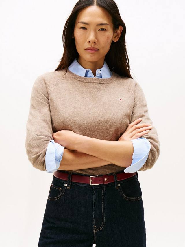 

Текстурированный джемпер из шерстяной смелки с круглым вырезом Tommy Hilfiger, Brown