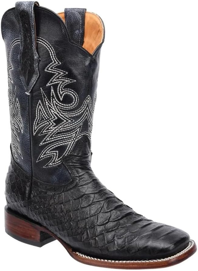 

Мужские ковбойские ботинки в западном стиле с квадратным носком из натуральной кожи экзотической змеи питон - черные Generic