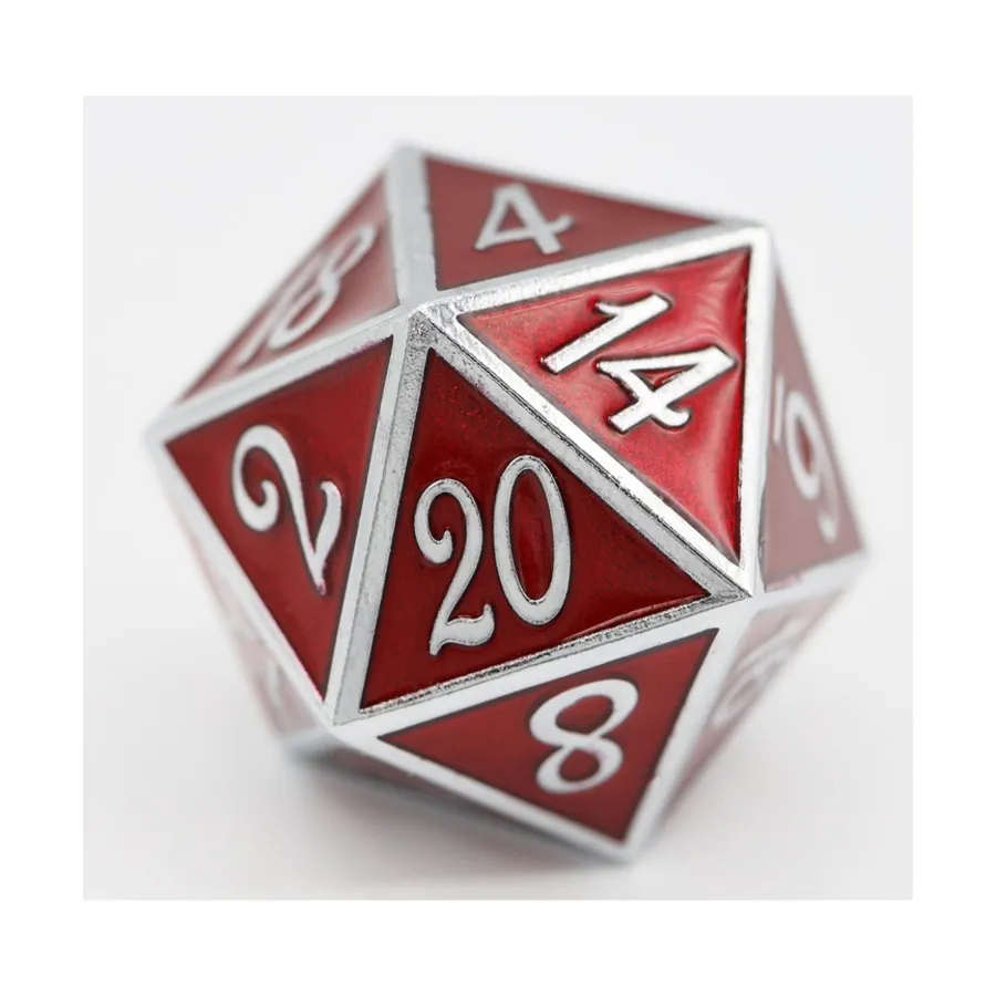 

35мм d20 - Рубин с серебром, Dice - 35mm, 45mm, & 55mm (Foam Brain Games)
