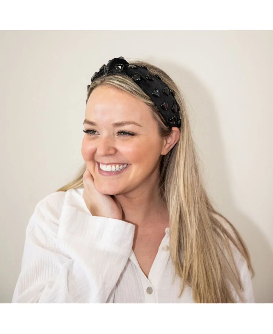 Headbands of Hope Традиционная повязка на голову из кварцевого камня с узлом - черная — фото 2