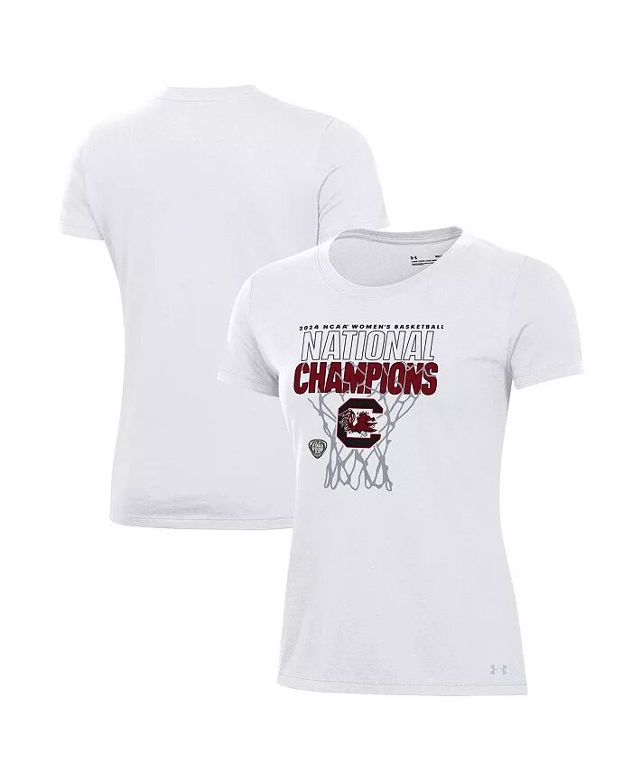 

Женская белая футболка South Carolina Gamecocks 2024 NCAA Women's Basketball National Champions для раздевалки Under Armour