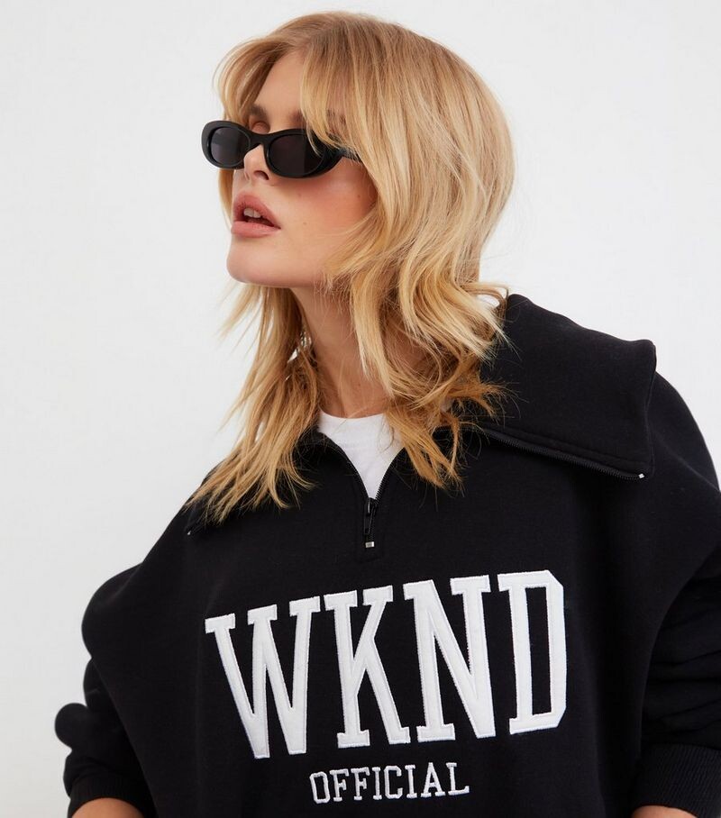 

WKNDGIRL Черный свободный свитшот на молнии до половины WKNDGIRL, черный