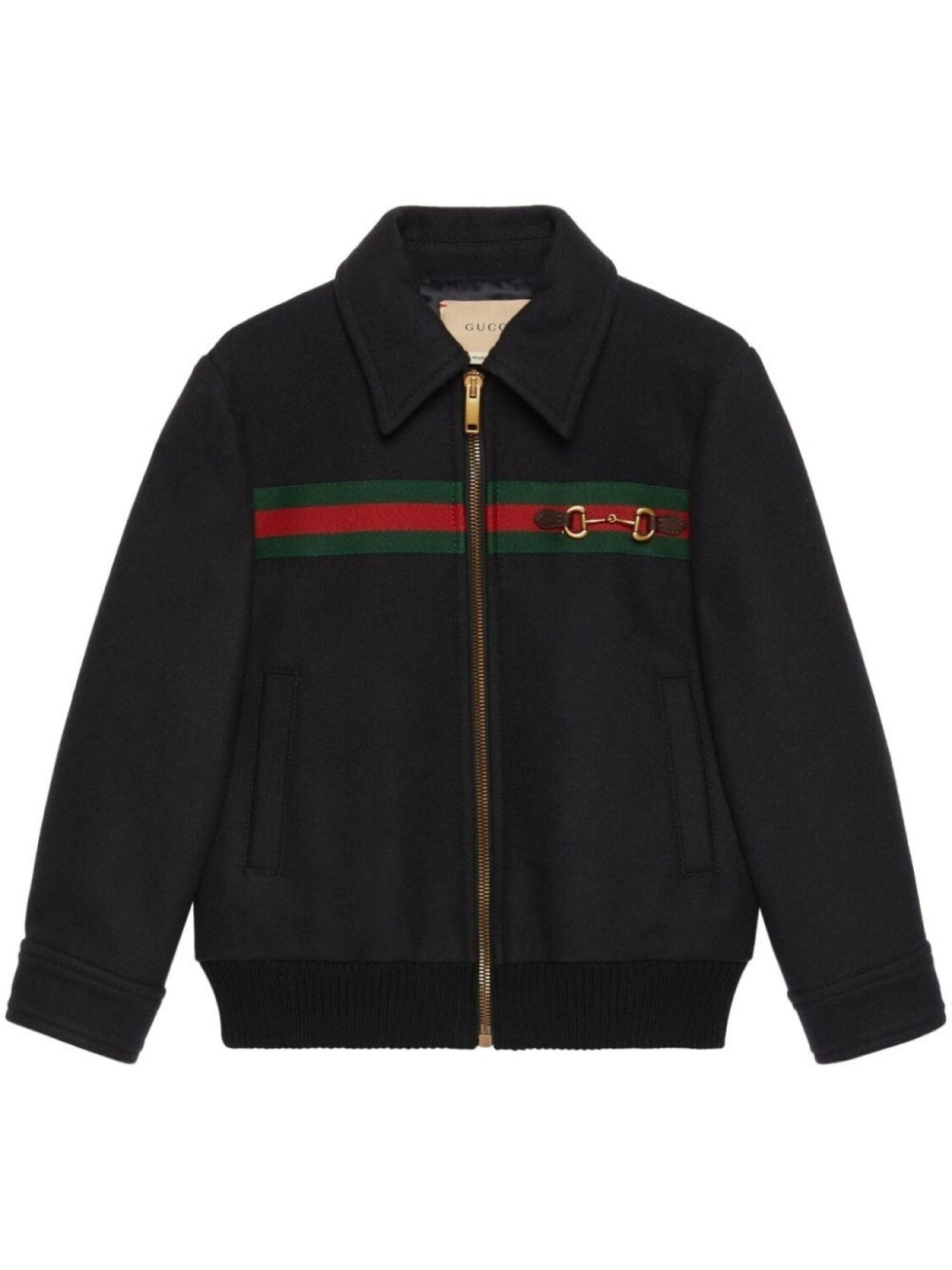 

Gucci Kids бомбер с пряжкой Horsebit и отделкой Web, синий