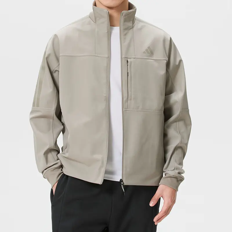 Adidas Куртка мужская Light Khaki Gray, воротник стойка, умеренная посадка — фото 3