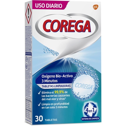 

Таблетки Active Oxygen для очистки за 3 минуты - 30 таблеток Corega