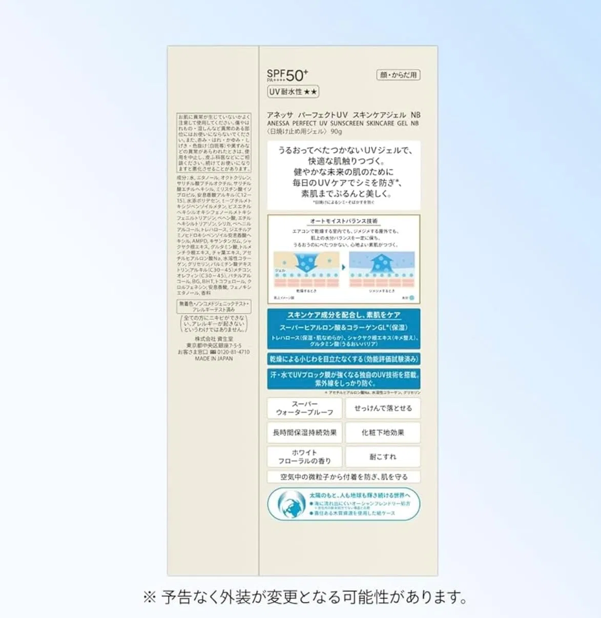 Солнцезащитный гель Anessa Perfect UV Skin Care Gel SPF50+ PA++ 40 г Eclattele — фото 3