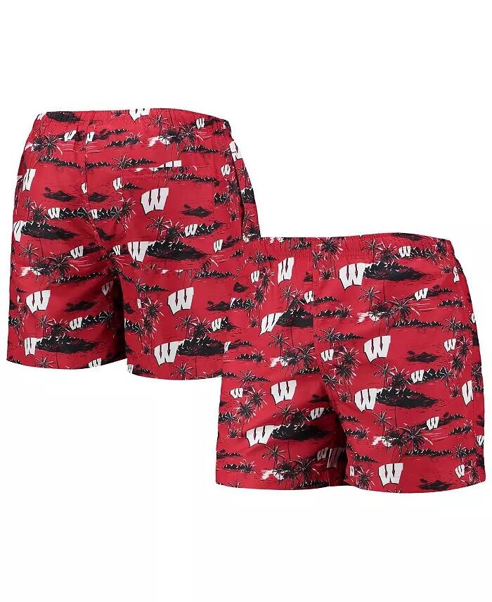 

Мужские красные плавки Wisconsin Badgers Island Palm FOCO