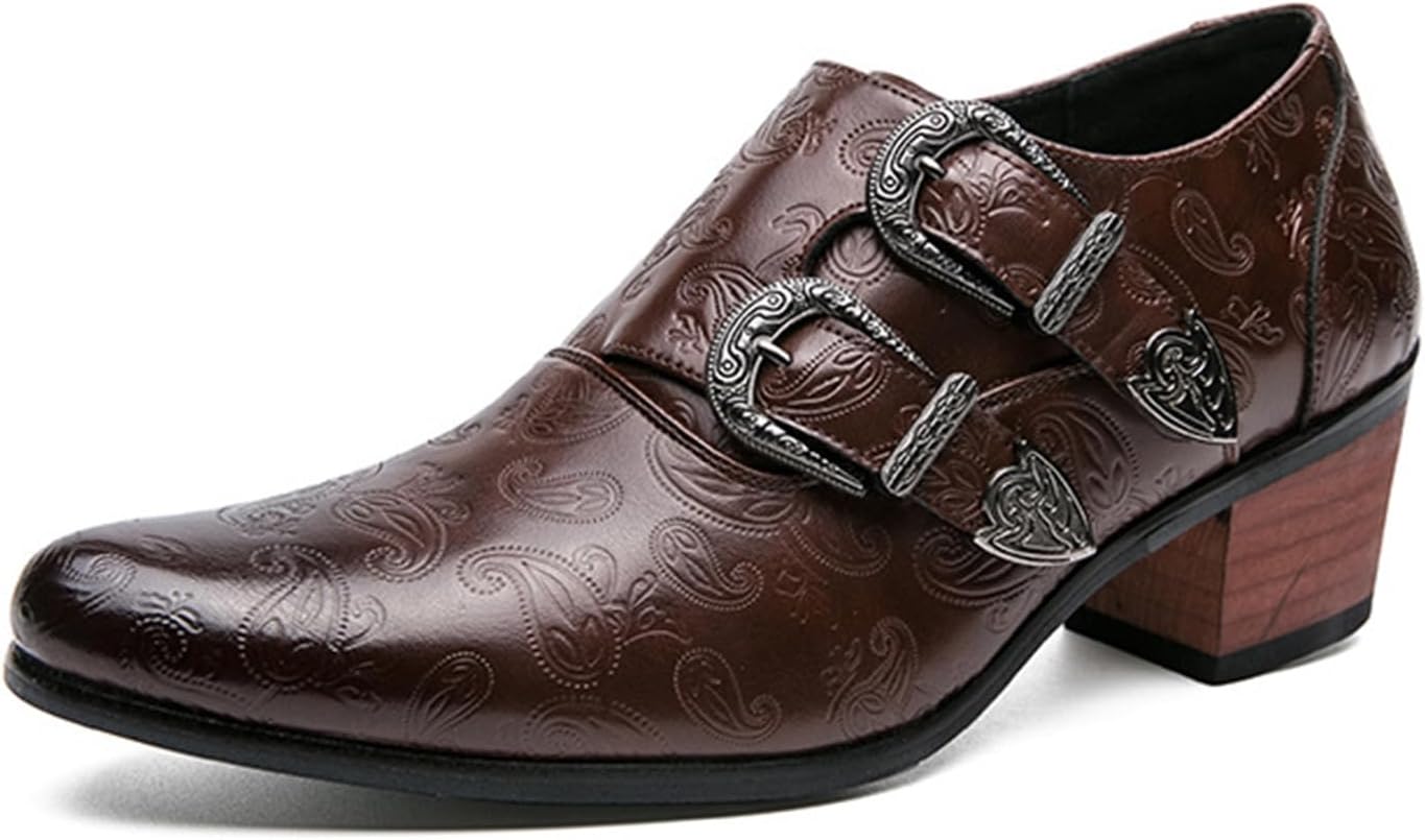 

Мужские кожаные лоферы с заостренным носком и двойными ремешками-монахами, без застежки, водонепроницаемые, с поддержкой свода стопы, оксфорды, формальная и деловая повседневная обувь, удобные туфли Riceelsor, коричневый