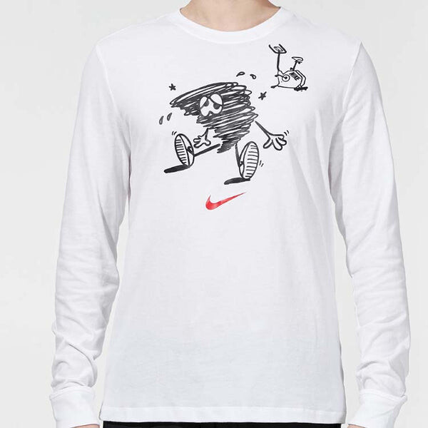 Футболка men's training athleisure casual sports long sleeves round neck white t-shirt Nike, белый — фото 2