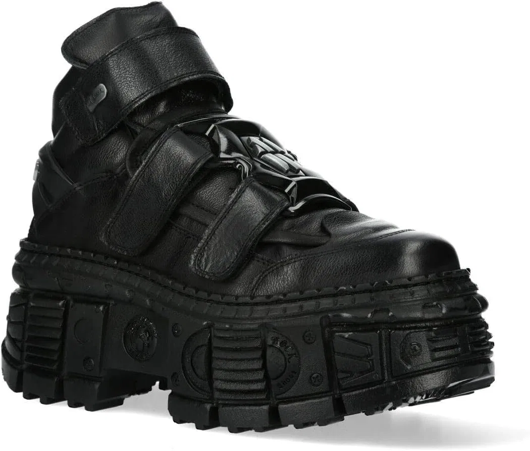 New Rock Новые ботинки Rock Boots унисекс WALL285-S2, металлизированная черная кожа, готические ботинки в стиле панк-эмо — фото 3