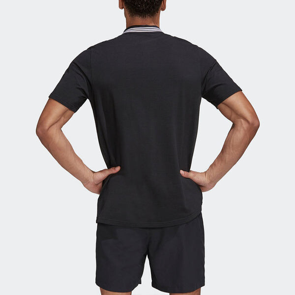 Футболка adidas Printing lapel Short Sleeve Polo Shirt Black, мультиколор — фото 4