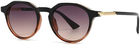 

Круглые солнцезащитные очки 2027 года для женщин с градиентным покрытием, защита от УФ-излучения UV400, ретро-очки для мужчин, модные панк-очки MTZJH, Black Tea Grey Tea