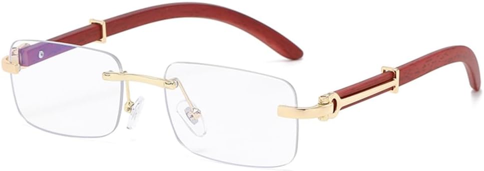 

Женские солнцезащитные очки в прямоугольной оправе без рамки, винтажные, ретро, ​​с деревянной оправой, градиентным рассеиванием света и защитой от УФ-излучения UV400 LANGSER, Anti Blue Light Lens