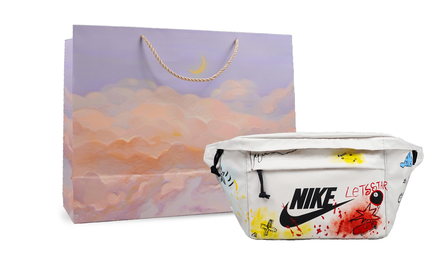 

Nike Односпальный тканевый поясной рюкзак кроссбоди унисекс разноцветный, Multicolor Graffiti Box