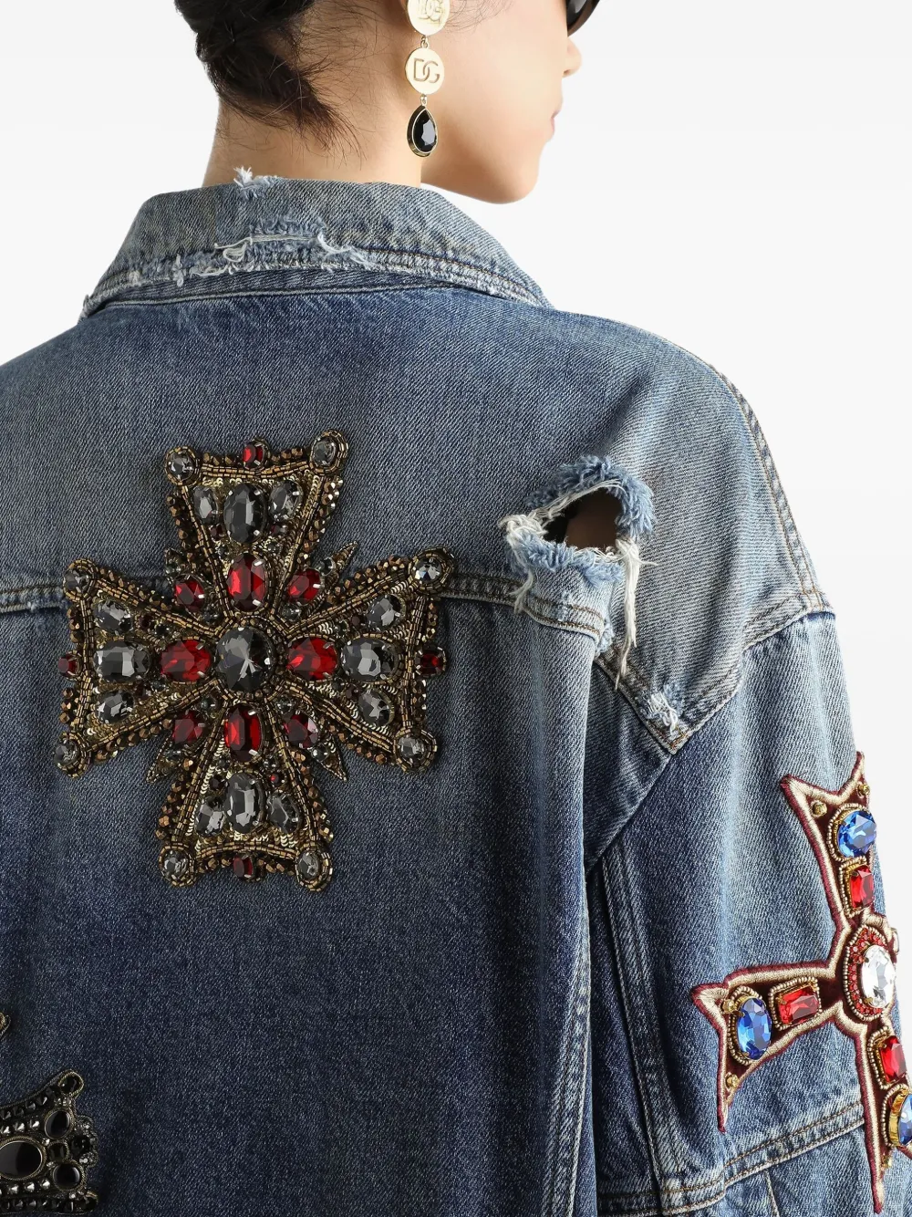 Декорированная джинсовая куртка DOLCE & GABBANA, синий — фото 4