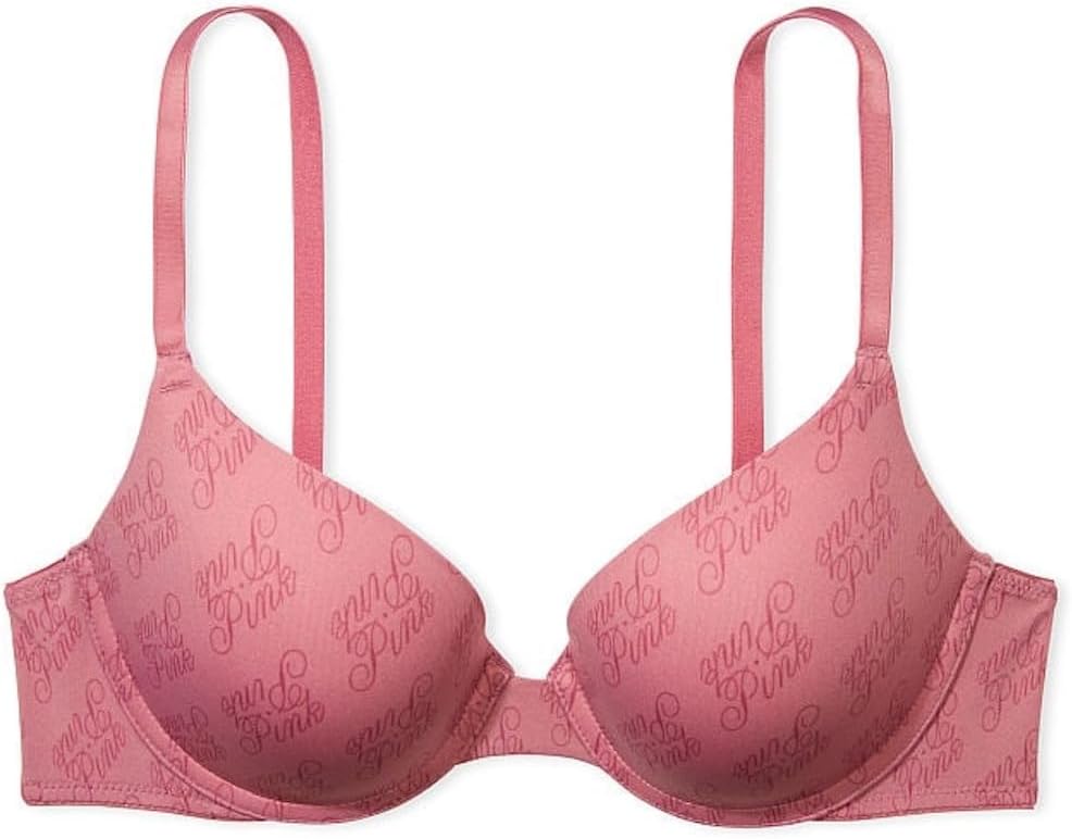 Бюстгальтер-пуш-ап Victoria's Secret Pink Wear Everywhere Smooth, цвет мягкий, Begonia Script, новый, Soft Begonia Script — фото 3