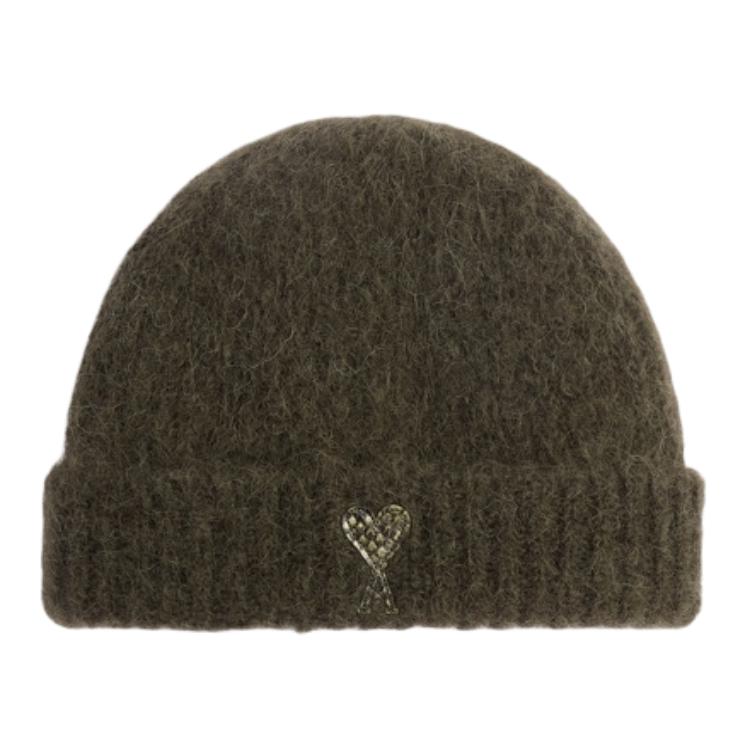 

AMIPARIS Вязаная шапка Ami Paris Ami De Coeur, Olive Green