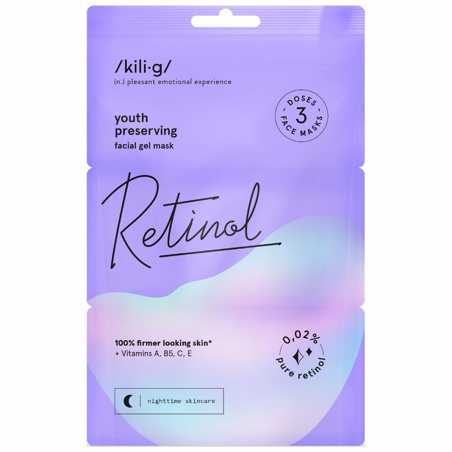 

Гелевая маска для лица с ретинолом retinol facial gel mask with retinol Kilig, 3 x 7 мл