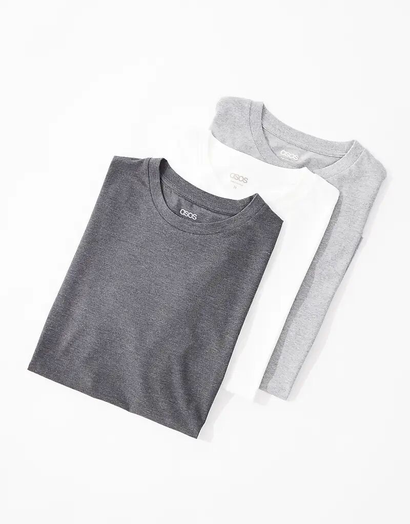 

Набор из 3 футболок ASOS DESIGN Essential белого, серого и угольного цветов