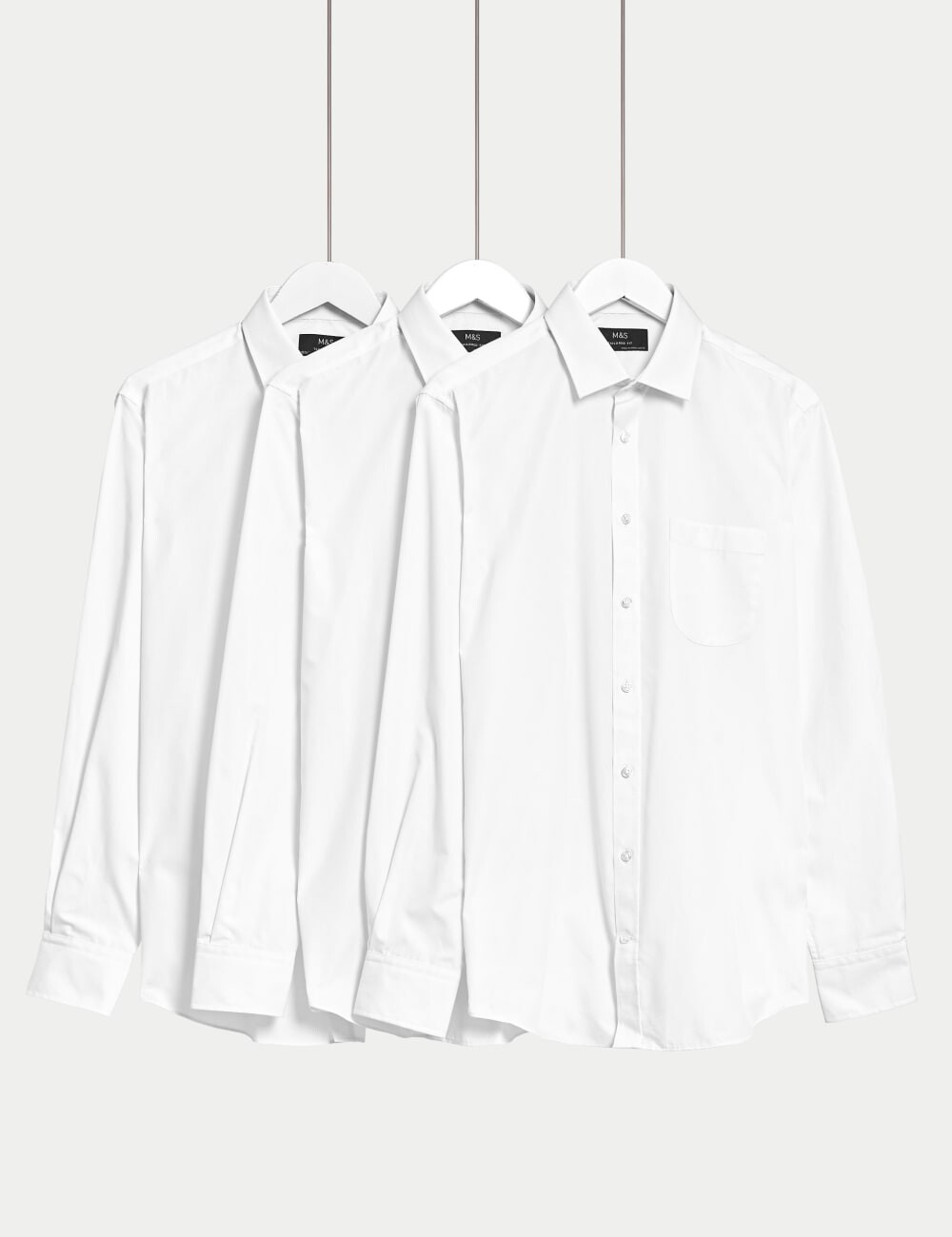 

3 пары рубашек с длинным рукавом, которые легко гладить Marks & Spencer, белый